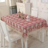 KnSam Köşeli masa örtüsü bordo, çiçekli masa örtüsü polyester, 60 x 180 cm | Masa örtüsü, bahçe partisi, dantel nakış, yapraklar, leke koruması, masa dekorasyonu