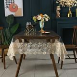 KnSam Köşeli masa örtüsü, kahve, masa örtüsü, PVC, 150 x 270 cm | Masa örtüsü şeffaf dantel çiçekler su geçirmez, leke tutmaz, yıkanabilir, lotus efekti