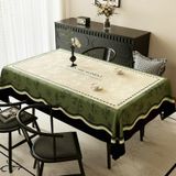 KnSam Köşeli masa örtüsü masa folyosu bej koyu, çiçekler, PVC, 80 x 120 cm | Yeşil masa örtüsü masa örtüsü yuvarlak dış mekan baskılı dallar su geçirmez, leke tutmaz, yıkanabilir, lotus efekti