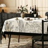 KnSam Köşeli masa örtüsü, siyah beyaz, bitki, PVC, 80 x 120 cm | Masa örtüsü, masa örtüsü, baskılı, su geçirmez, leke tutmaz, yıkanabilir, lotus efekti