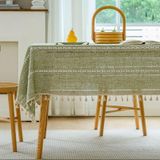KnSam Köşeli masa örtüsü, yeşil, jakarlı masa örtüsü polyester, 90 x 140 cm | Masa örtüsü doğum günü içi boş çizgili masa dekorasyonu
