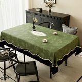 KnSam Koyu yeşil masa örtüsü, köşeli, çiçekler, PVC, 80 x 120 cm | Masa örtüsü, düğün baskılı, dallar, su geçirmez, leke tutmaz, yıkanabilir, lotus efekti
