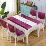 KnSam Lila masa örtüsü, köşeli, çiçekli masa örtüsü, polyester, 80 x 270 cm | Masa örtüsü, doğum günü, dantel, nakış, masa dekorasyonu