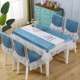 KnSam Mavi masa örtüsü, köşeli, çiçekli masa örtüsü, polyester, 180 x 320 | Masa örtüsü, doğum günü, dantel, nakış, masa dekorasyonu