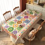 KnSam Renkli masa örtüsü, köşeli, çiçekli masa örtüsü, PVC, 80 x 120 cm | Dış mekan için masa örtüsü, geometrik, su geçirmez, leke tutmaz, yıkanabilir, lotus efekti