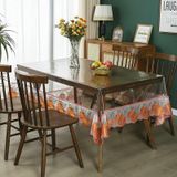 KnSam Sarı Turuncu Masa Örtüsü Köşeli, Şeffaf Kabak, PVC, 120 x 170 cm | Yeşil masa örtüsü bahçe hava şartlarına dayanıklı dantel nakış su geçirmez, leke tutmaz, yıkanabilir, lotus efekti