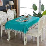 KnSam Tavus kuşu yeşili masa örtüsü, köşeli, çiçekli masa örtüsü, 130 x 200 | Teras için polyester deri masa örtüsü, dantel nakış, masa dekorasyonu