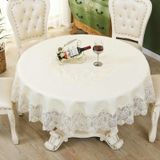 KnSam Yuvarlak masa örtüsü bej, dantel çiçekli masa örtüsü polyester, 90 cm | Masa örtüsü, bahçe, leke koruması, masa dekorasyonu