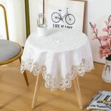KnSam Yuvarlak Masa Örtüsü Beyaz, Dantel Çiçekli Masa Örtüleri Polyester | Dış mekan için masa örtüsü, oturma odası masası, masa dekorasyonu