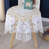 KnSam Yuvarlak Masa Örtüsü Beyaz, Dantel Çiçekli Masa Örtüleri Polyester | Masa örtüsü, bahçe masası, leke koruması, masa dekorasyonu