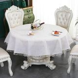 KnSam Yuvarlak masa örtüsü haki, tek renkli masa örtüleri polyester keten | Yemek masası, kutlama, düğün ve dekorasyon için uygun masa örtüsü doğum günü püskülleri