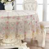 KnSam Yuvarlak masa örtüsü kahve gül, çiçekli masa örtüsü polyester, 150 cm | Masa örtüsü, bahçe, dantel nakış, yapraklar, masa koruması, masa dekorasyonu