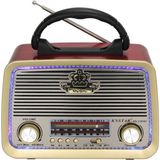 Knstar 1183BT Nostaljik Radyo Bluetooth USB SD MP3 Şarjlı Kahverengi LED Işıklı Güçlü Ses