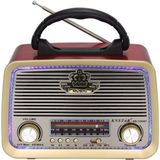 Knstar KN-1183BT Şarjlı Ledli Retro Ahşap Radyo Mp3 Çalar Trk - Kahverengi