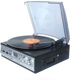 Knstar Kn-37 Bluetooth Kumandalı Pikap Kaset USB Radyo 33/45/78 Devir Nostaljik Plak Çalar - Siyah