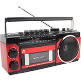 Knstar Puxing PX-250BT Müzik Seti FM Radyo-USB-MP3 Player-Bluetooth Kırmızı-Siyah Kaset Çalar - Kırmızı - Siyah