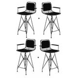 Knsz Kafes Tel Bar Sandalyesi 4 Lü Zengin Syhsyh Kolçaklı Sırt Minderli 75 Cm Oturma Yüksekliği Ofis Cafe Bahçe Mutfak
