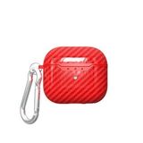 Kny Apple Airpods 3 Için Karbon Desenli Sert Kancalı-Askılı Kılıf - Kırmızı