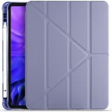 Kny Apple iPad 12.9 2020 İçin Kalemlikli Standlı Arkası Silikon Trifolding Kılıf Gri