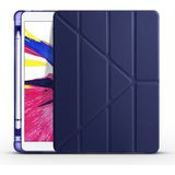 Kny Apple Ipad Air 3 Için Kalemlıklı Arkası Silikon Standlı Trifolding Kılıf - Koyu Mavi