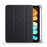 Kny Apple iPad Mini 6 Kılıf Arkasi Silikon Kalemlikli Standlı Trifolding Kılıf - Siyah