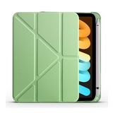 Kny Apple iPad Mini 6 Kılıf Arkasi Silikon Kalemlikli Standlı Trifolding Kılıf - Yeşil