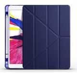 Kny Apple iPad Pro 10.5 İçin Kalemlıklı Arkası Silikon Standlı Trifolding Kılıf Lacivert