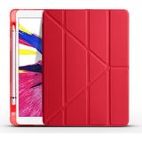 Kny Apple iPad Pro 11 2021 Kılıf Arkası Silikon Kamelikli Standlı Kapaklı Trifolding Kılıf - Kırmızı