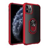 KNY Apple İphone 11 Pro Kılıf Silikon Kenarlı Renkli Yüzüklü Manyetik Mola Kapak Kırmızı