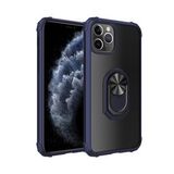 KNY Apple İphone 11 Pro Kılıf Silikon Kenarlı Renkli Yüzüklü Manyetik Mola Kapak Lacivert