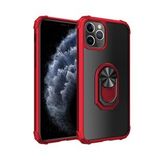 KNY Apple İphone 11 Pro Max Kılıf Silikon Kenarlı Renkli Yüzüklü Manyetik Mola Kapak Kırmızı