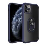 KNY Apple İphone 11 Pro Max Kılıf Silikon Kenarlı Renkli Yüzüklü Manyetik Mola Kapak Lacivert