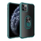KNY Apple İphone 11 Pro Max Kılıf Silikon Kenarlı Renkli Yüzüklü Manyetik Mola Kapak Yeşil