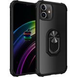 Kny Apple Iphone 12 Kılıf Silikon Kenarlı Yüzüklü Manyetik Mola Kapak - Siyah - İphone 12