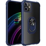 Kny Apple Iphone 12 Mini Kılıf Silikon Kenarlı Yüzüklü Manyetik Mola Kapak - Lacivert - İphone 12 Mini