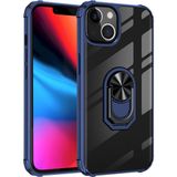 Kny Apple İphone 13 Kilif Silikon Kenarli Yuzuklu Manyetik Mola Kapak Lacivert