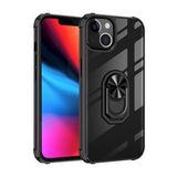 KNY Apple iphone 13 Mini Kılıf Silikon Kenarlı Yüzüklü Manyetik Mola Kapak Siyah