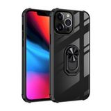 KNY Apple iphone 13 Pro Kılıf Silikon Kenarlı Yüzüklü Manyetik Mola Kapak Siyah