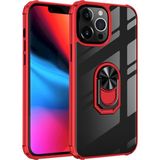 Kny Apple iphone 13 Pro Max Kılıf Silikon Kenarlı Yüzüklü Manyetik Mola Kapak - Kırmızı - İphone 13 Pro Max