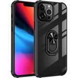 Kny Apple iphone 13 Pro Max Kılıf Silikon Kenarlı Yüzüklü Manyetik Mola Kapak - Siyah - İphone 13 Pro Max