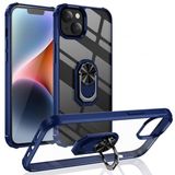 KNY Apple İphone 14 Kılıf Silikon Kenarlı Yüzüklü Manyetik Mola Kapak Lacivert
