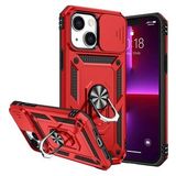 KNY Apple İphone 14 Kılıf Ultra Korumalı Yüzüklü Manyetik Sürgülü Vega Kapak Kırmızı