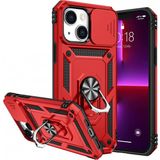KNY Apple İphone 14 Plus Kılıf Ultra Korumalı Yüzüklü Manyetik Sürgülü Vega Kapak Kırmızı