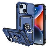 KNY Apple İphone 14 Plus Kılıf Ultra Korumalı Yüzüklü Manyetik Sürgülü Vega Kapak Lacivert