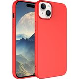 Kny Apple Iphone 15 Kilif Renkli Ici Suet Mara Lansman Silikon Kirmizi