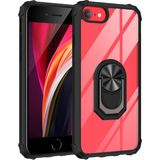 Kny Apple Iphone 7 Kılıf Silikon Kenarlı Renkli Yüzüklü Manyetik Mola Kapak - Siyah - İphone 7