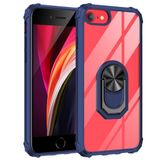 KNY Apple İphone 8 Kılıf Silikon Kenarlı Renkli Yüzüklü Manyetik Mola Kapak Lacivert
