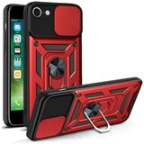 KNY Apple İphone 8 Kılıf Ultra Korumalı Yüzüklü Manyetik Sürgülü Vega Kapak Kırmızı