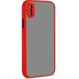 Kny Apple Iphone X-Xs Kılıf Renkli Kenarlı Kamera Korumalı Buzlu Hux Kapak - Kırmızı - iPhone X/XS