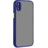 Kny Apple Iphone X-Xs Kılıf Renkli Kenarlı Kamera Korumalı Buzlu Hux Kapak - Lacivert - iPhone X/XS